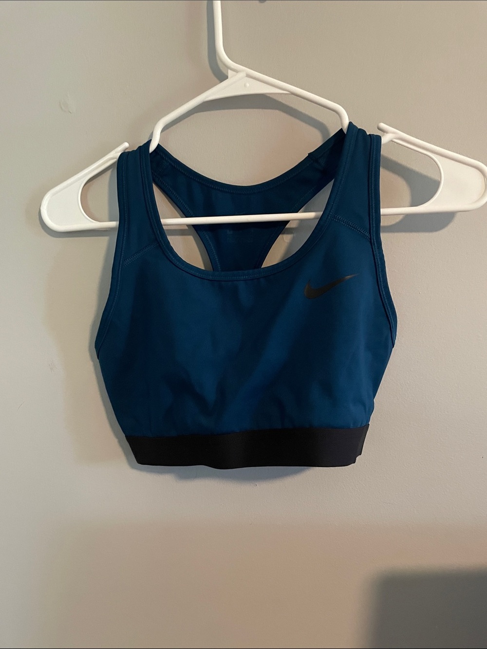 Nike Women's Dark Teal Racerback Sports Bra with Black Band